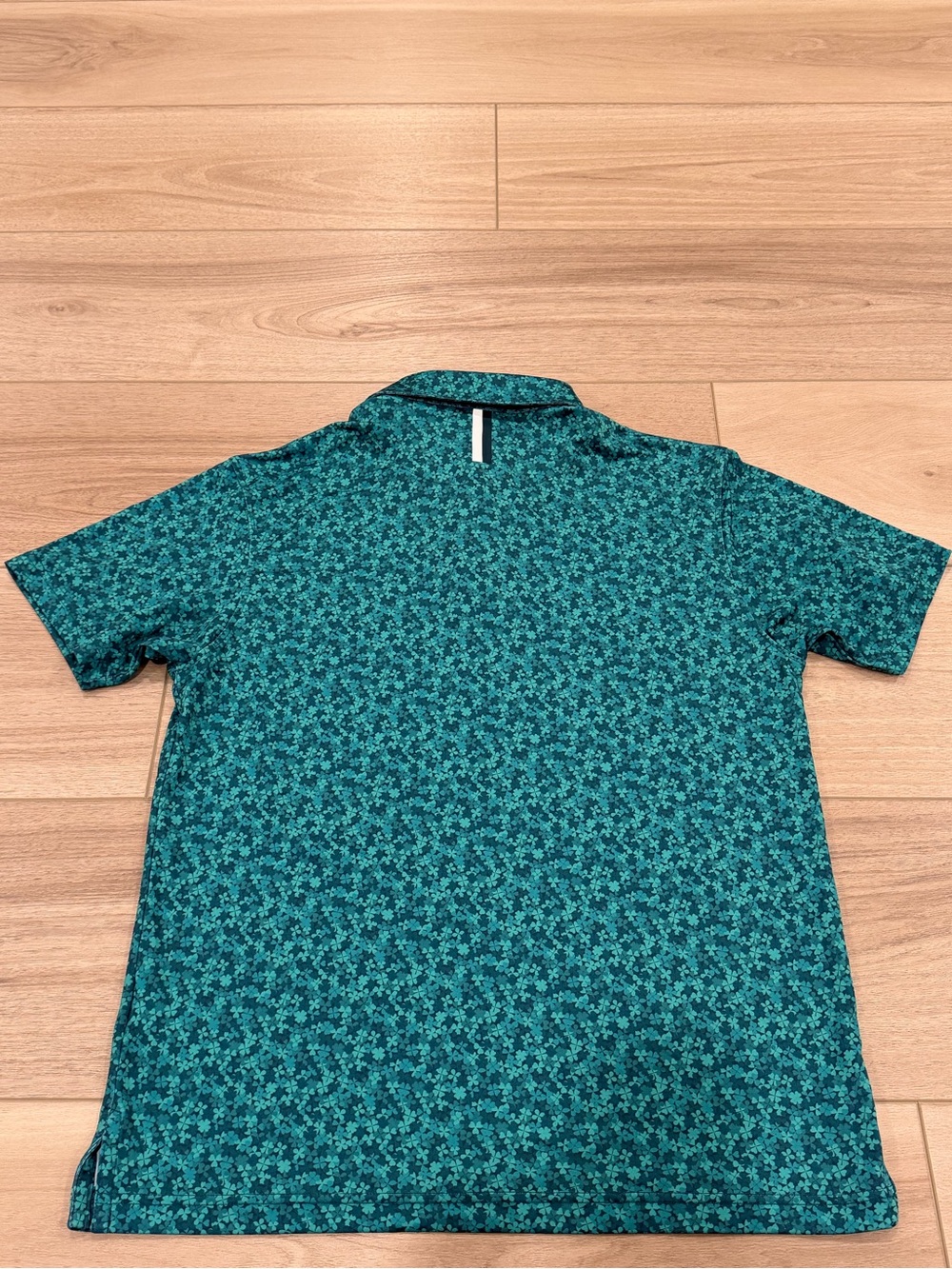 Rhoback The Four Leaf Polo Shirt Men's M Blue Green Clover Shamrock - Picture 6 of 6